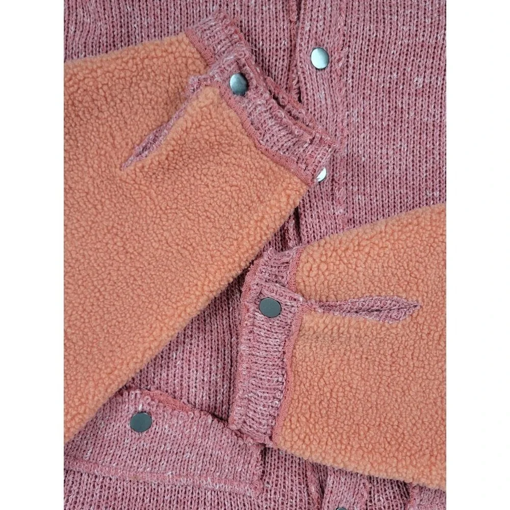 RARE POL Womens Large GKJ5 Fleece Knit Lightning Pink Button Sweater Jacket - Picture 4 of 13